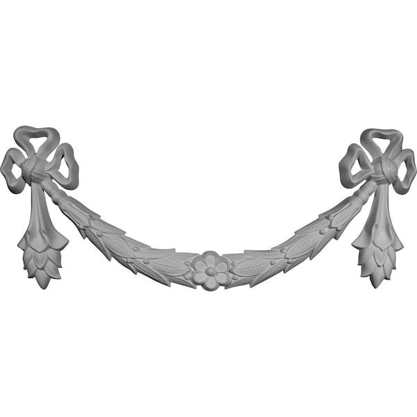 Ekena Millwork 23 5/8"W x 10 1/4"H x 1 3/8"P Dublin Swag with Ribbons Onlay ONL24X10X01DU - main